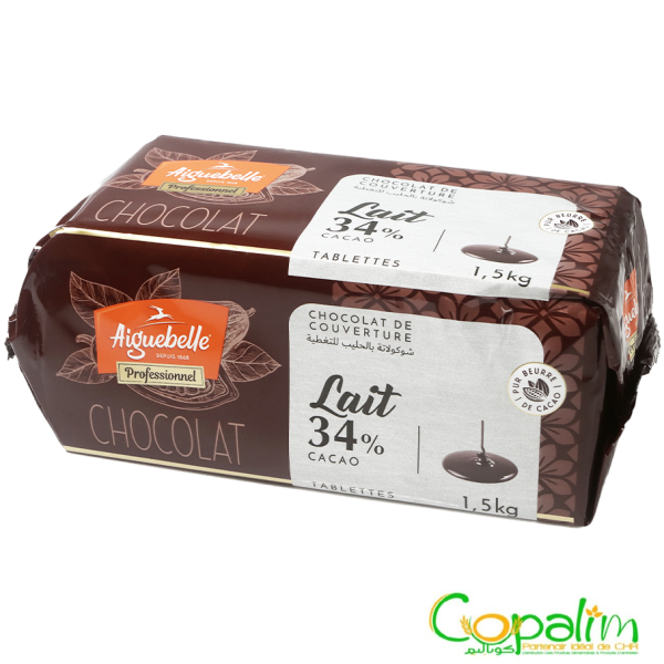 CHOCOLAT DE COUVERTURE AU LAIT 34% AIGUEBELLE TABLETTES 1.5KG