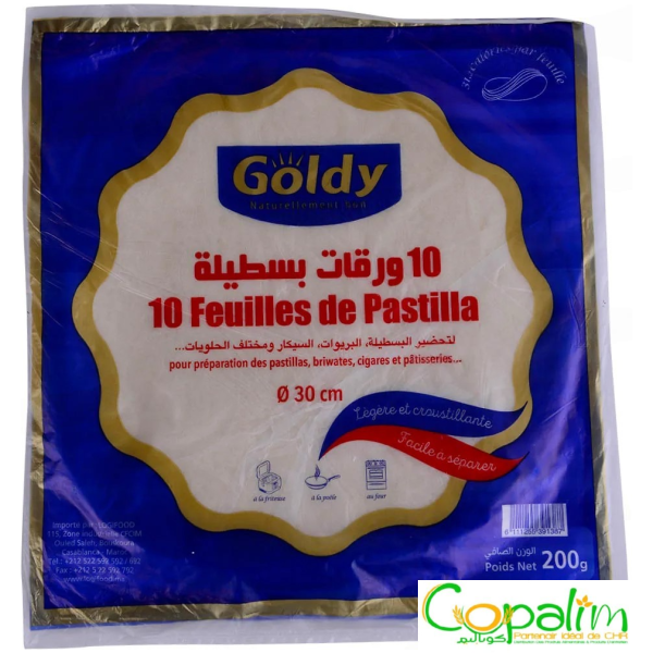 10 FEUILLES DE PASTILLA BELPÂTE 30CM